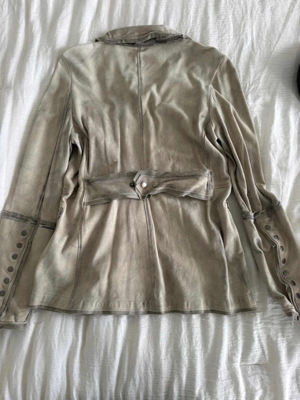 jakett New York Beige Distressed Leather Jacket for Women. Size M color chalk - Picture 6 of 7